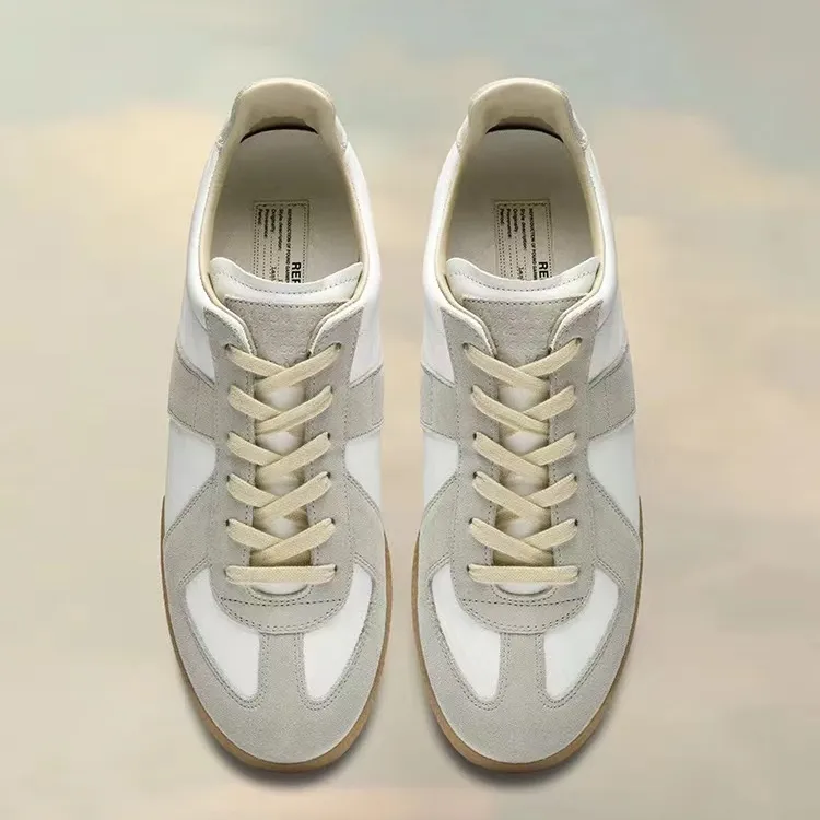 德训鞋里外全皮平底深口休闲鞋运动跑步鞋一脚蹬女士复古厚底