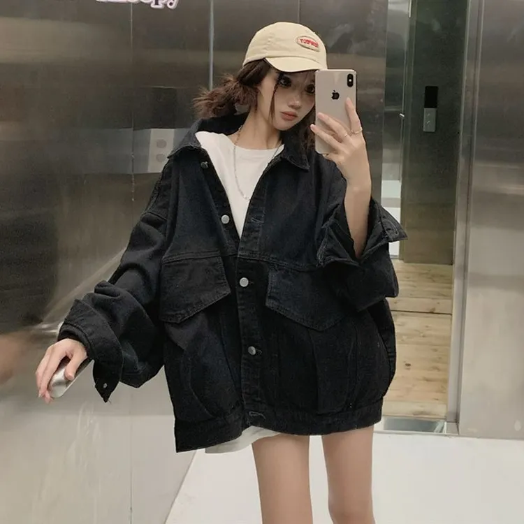 慵懒风宽松牛仔外套秋款新款爆款小个子长袖外搭大码高档短款上衣