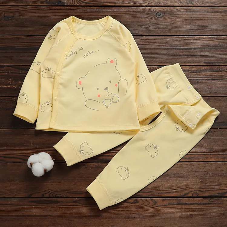 幼儿纯棉套装儿童无骨开裆秋冬打底秋衣秋裤婴儿四季长袖两件装