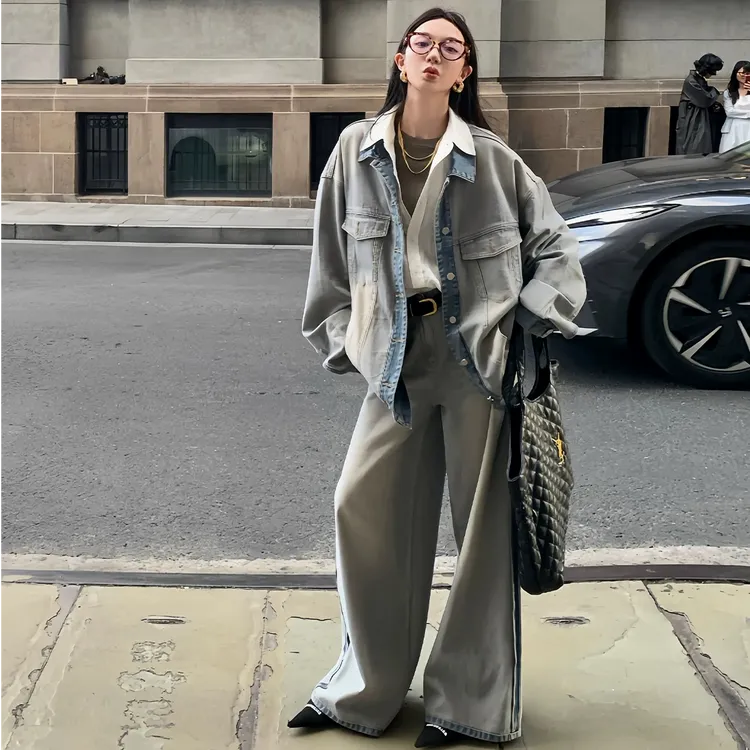 VUMP水洗牛仔外套女春秋2025新款宽松复古夹克设计感小众休闲上衣
