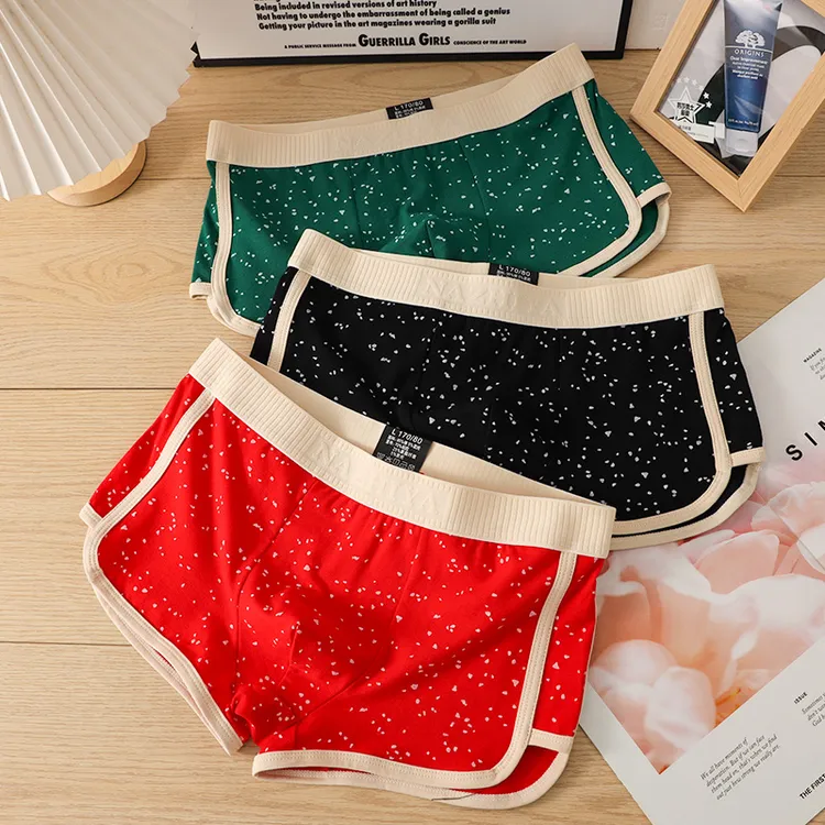 星空男士内裤男款纯棉透气平角短裤青少年潮流个性大码男生四角裤