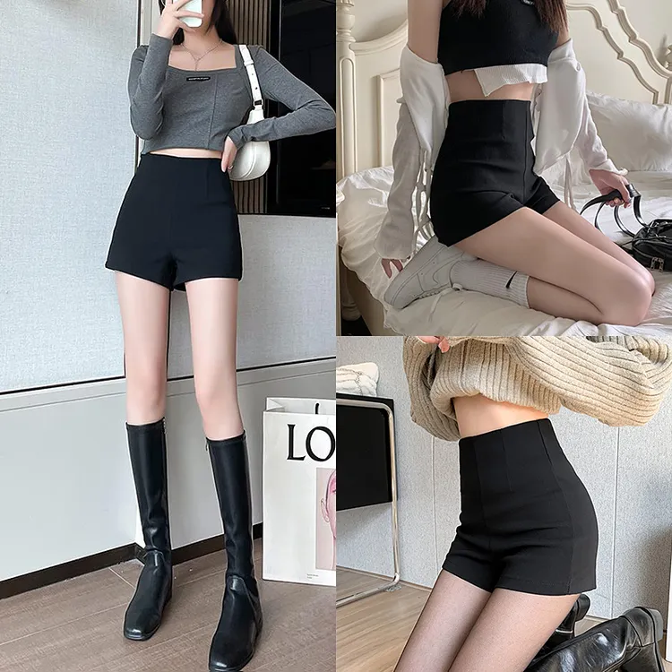 2023新款黑色短裤女辣妹秋冬外穿高腰显瘦弹力热裤秋冬打底a字裤