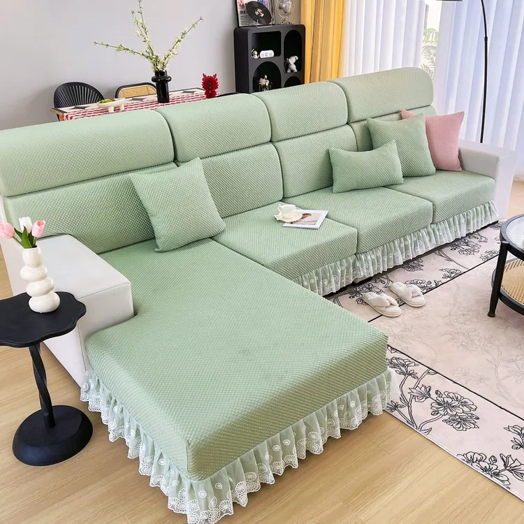 夏季冰丝沙发套罩2025新款裙边夏天凉感加厚防滑沙发垫防猫沙发巾