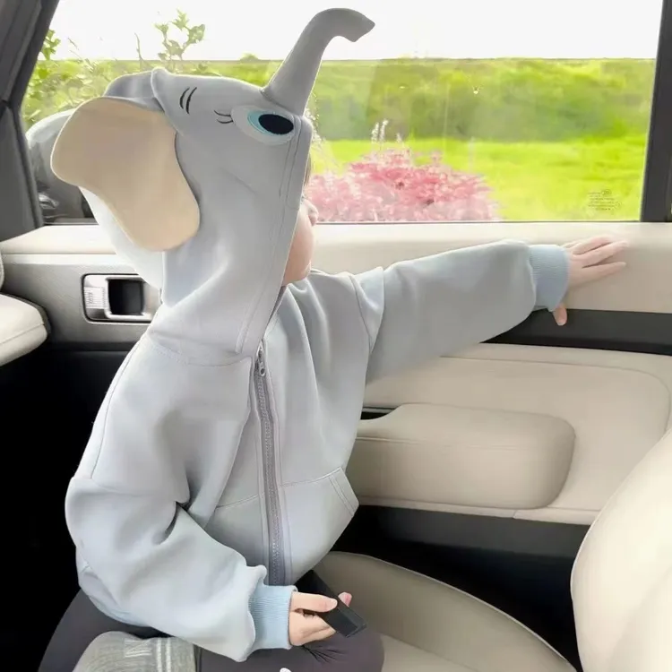 儿童新款秋冬外套可爱韩版立体加绒洋气上衣秋装连帽女童宽松百搭