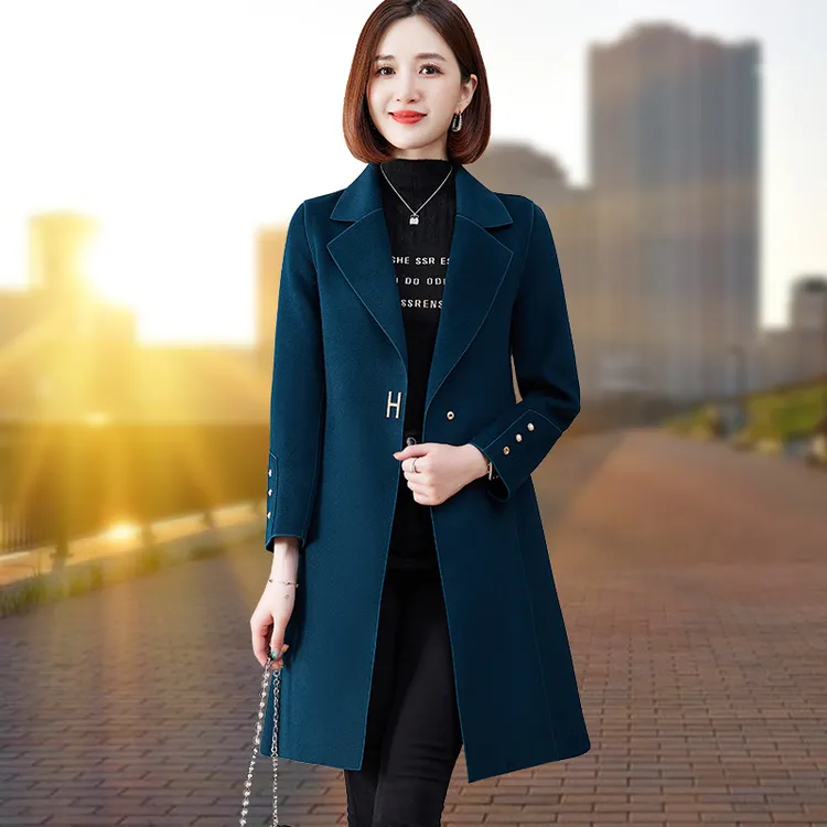 2025年秋冬新款双面呢子大衣女中长款小个子西装小香风羊毛呢外套