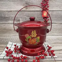 铁痰盂子孙桶婚庆红色高脚痰盂喜庆手提带盖加厚尿壶结婚陪嫁大号