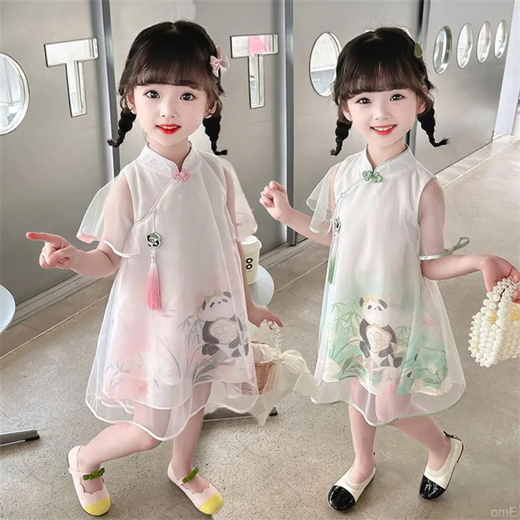 女童旗袍夏季2024新款中国古风改良薄款女宝宝夏款连衣裙儿童汉服
