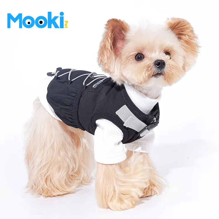 mookipet狗狗衣服秋冬款加绒加厚中小型犬比熊可牵引宠物马甲帅气