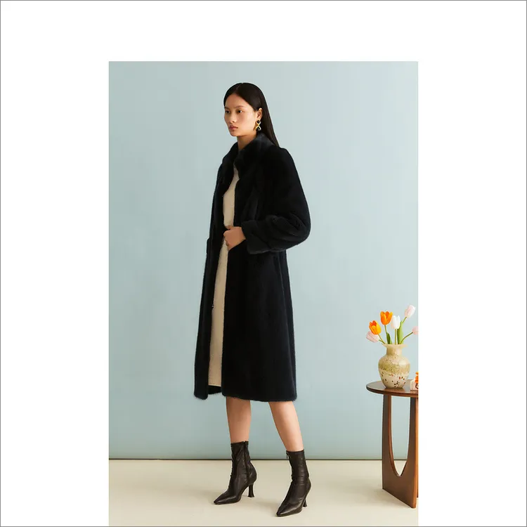 YINER音儿女装冬水貂真皮皮草长款外套8233509120