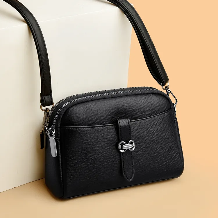 真皮质感女包双层蝴蝶结名媛时尚大气简约秋冬包包女斜挎小包6630