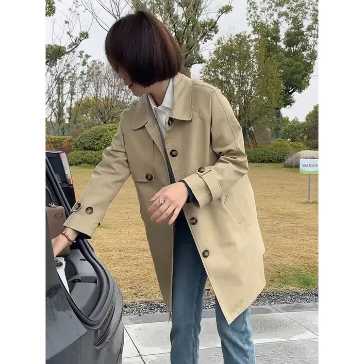 2025新款春秋季气质休闲风衣外套女中长款韩版宽松显瘦小个子大衣