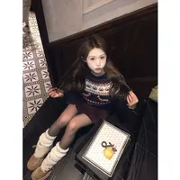 麻吉麻吉mochi【高球女孩】A字复古毛呢百褶裙秋冬新款高腰显瘦短裙