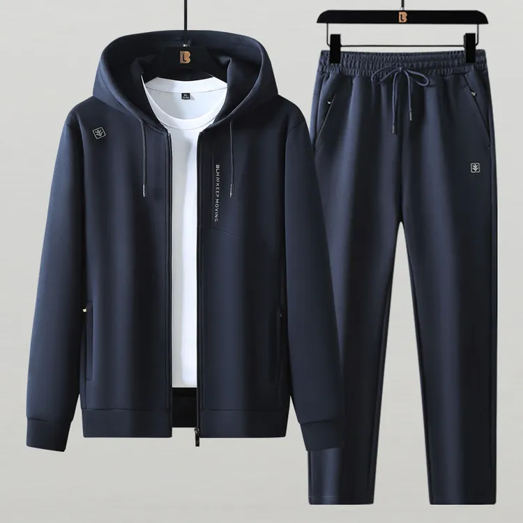 太空棉春季运动套装男士连帽休闲春秋款开衫卫衣宽松两件套大码潮