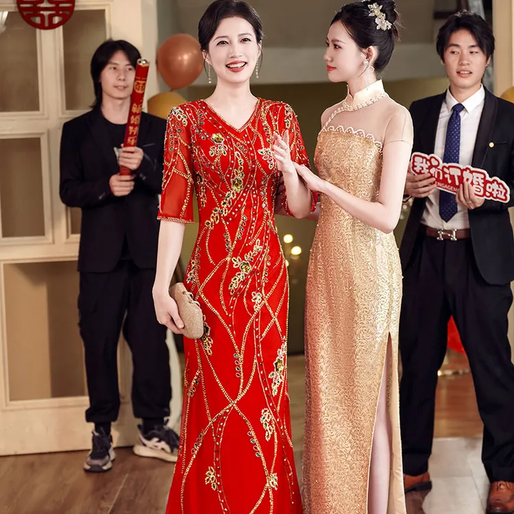 6003晚礼服裙女2024新款高级感宴会大气演出主持人轻奢艺考礼服