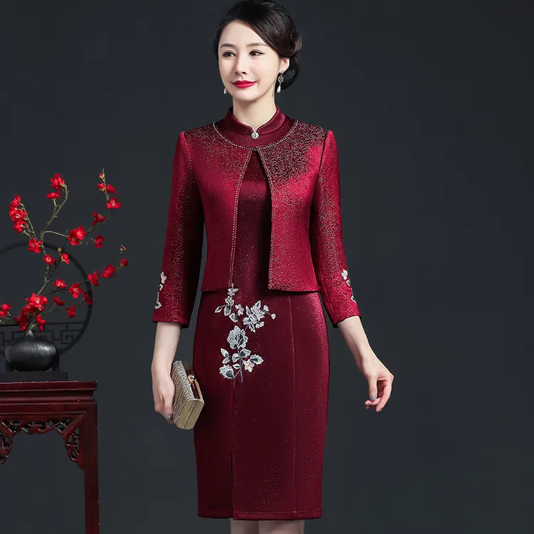 5258国庆结婚妈妈婚宴礼服新款秋季高端两件套小个子喜婆婆婚宴装