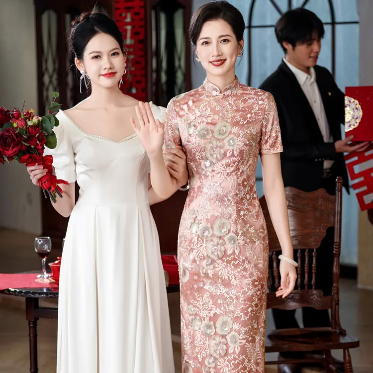 5812喜婆婆婚宴装2024新款结婚年轻妈妈婚宴礼服高贵气质改良旗袍