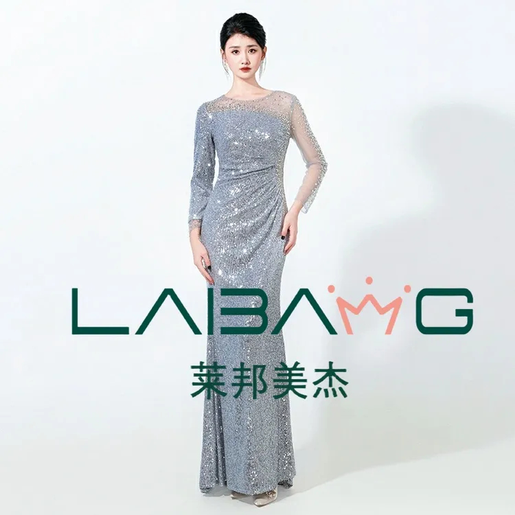 气质优雅修身设计师晚礼服女士喜婆婆走秀主持人宴会礼服晚宴服