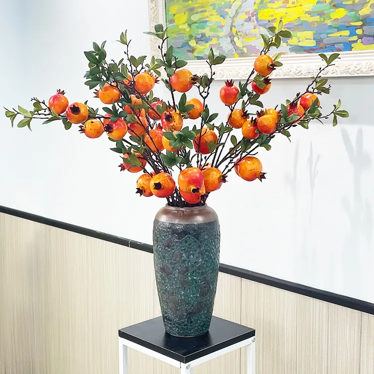 高档逼真仿真石榴果实家居装饰客厅餐桌假花摆件插花仿真花瓶摆件