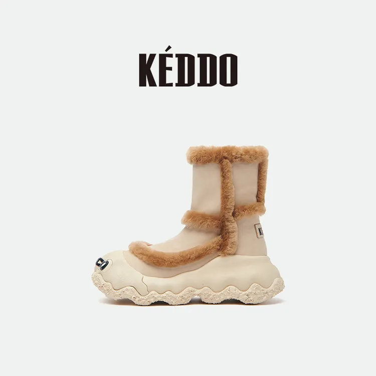 KEDDO“颜料未干”时尚甜酷雪地靴冬季高帮保暖户外琥珀风百搭靴子