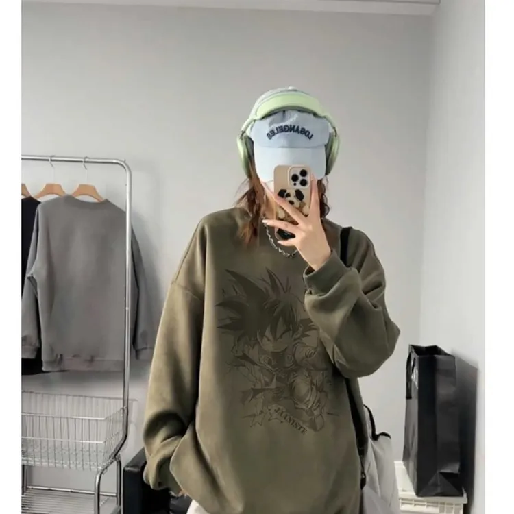 秋季新款圆领卡通卫衣男百搭男女同款韩版ins情侣学生套头上衣