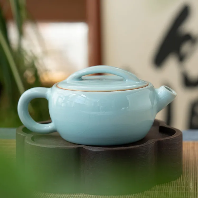 简匠 汝窑臻选天青大嘴汉瓦壶开片可养冰裂纹汝瓷壶150cc