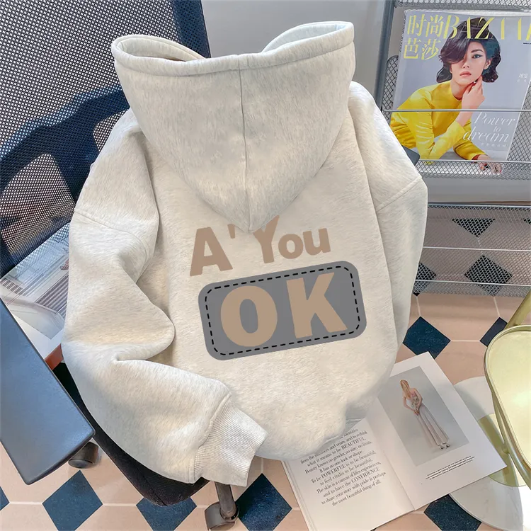 潮牌痞帅青年连帽卫衣男士春秋季字母印花百搭高级感宽松外套上衣