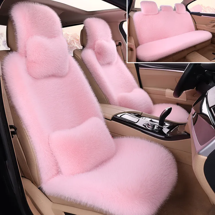 汽车一体坐垫冬季毛绒加厚新款保暖仿狐狸毛车垫冬天通用防滑坐垫