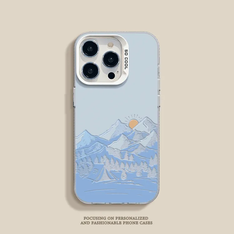 雪山日出适用华为oppo荣耀vivo小米苹果15手机壳14镭射13元气壳12