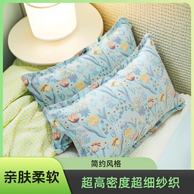 纯棉100棉微瑕疵高支高密枕套吸汗透气加厚40*70一对装一平米焕新