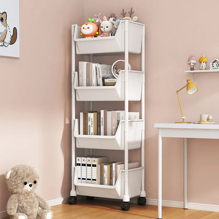 大书本架移动收纳置物架儿童多层书架小推车桌下书包简易书柜落地
