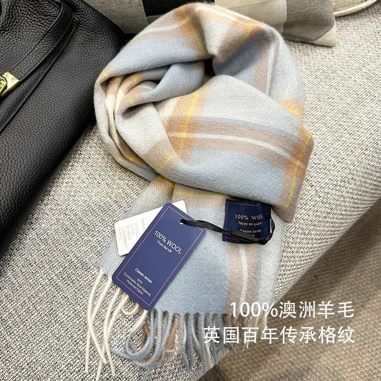 Lagur经典系列100%羊毛格纹围巾百搭保暖送礼双11好物
