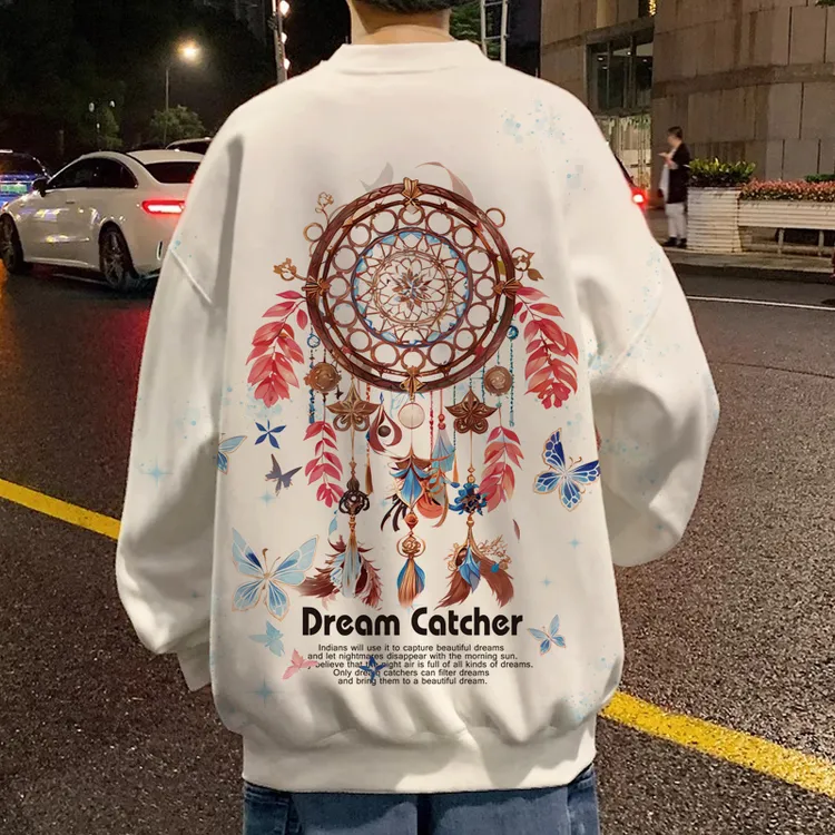 捕梦网印花卫衣男款早春外套oversize青少年圆领上衣休闲长袖T恤