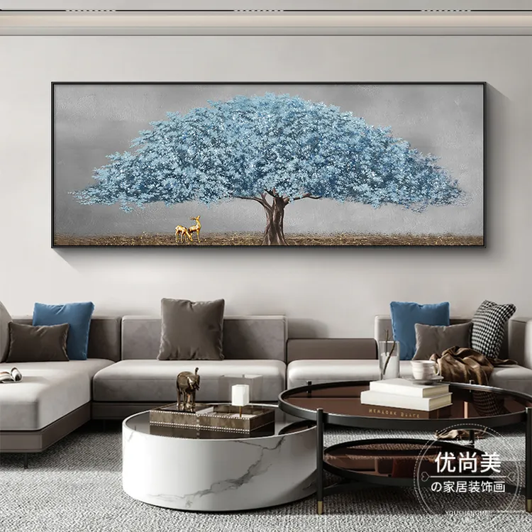 发财树装饰画客厅沙发背景墙壁画现代轻奢挂画酒店房间卧室床头画
