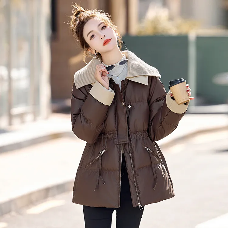 小众PU皮羽绒服女中长款2024冬季新款高级感洋气收腰显瘦保暖外套