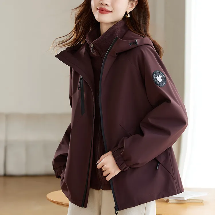 派克服女2025年新款爆款冬季加绒加厚可拆卸内胆妈妈高端棉服外套