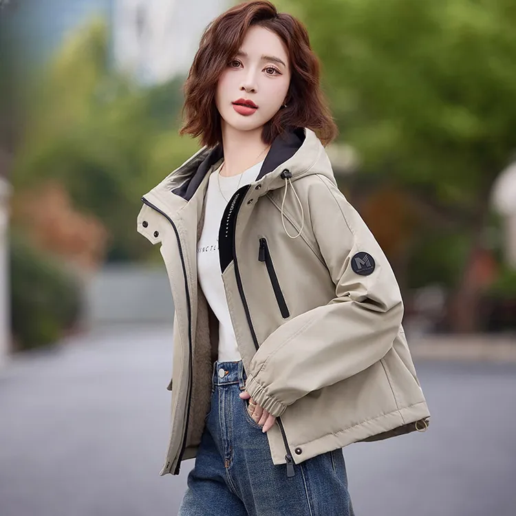 派克棉服女2025新款冬季时尚休闲连帽短款棉衣小个子加绒加厚外套