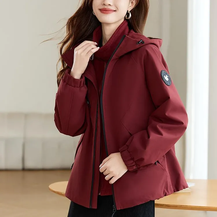 派克服女2025年新款爆款冬季加绒加厚可拆卸内胆妈妈高端棉服外套