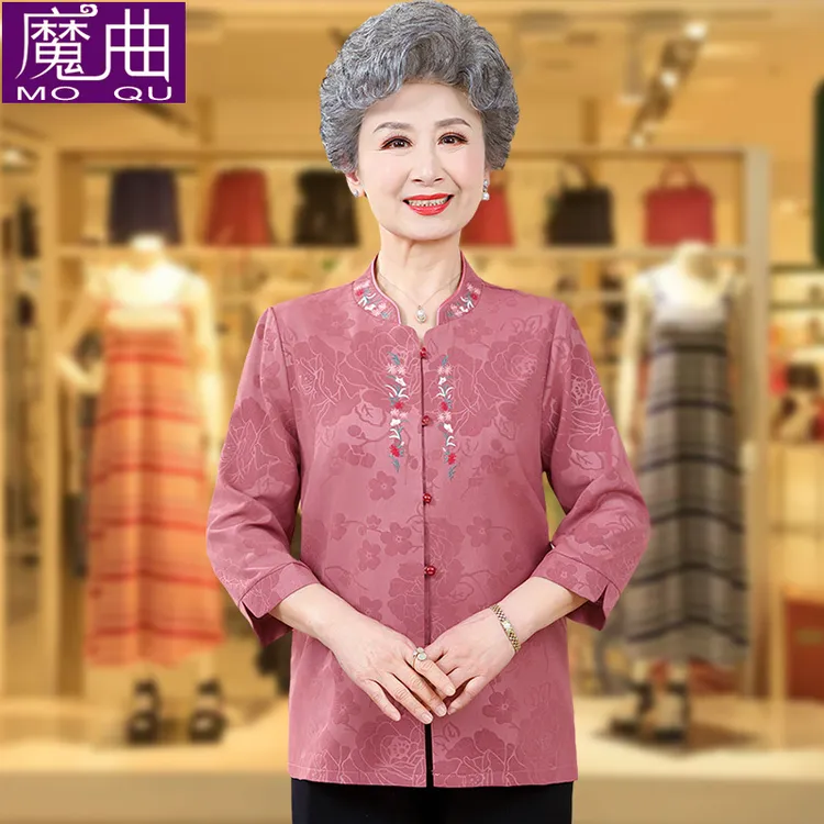 妈妈春装2025新款中老年女衬衫老年人60岁奶奶衣服阔太太洋气衬衣