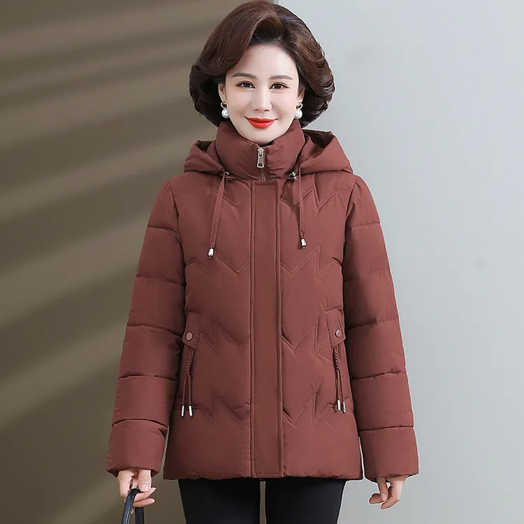 新款妈妈冬季时尚棉服女加厚保暖棉衣外套中老年宽松大码短款棉袄