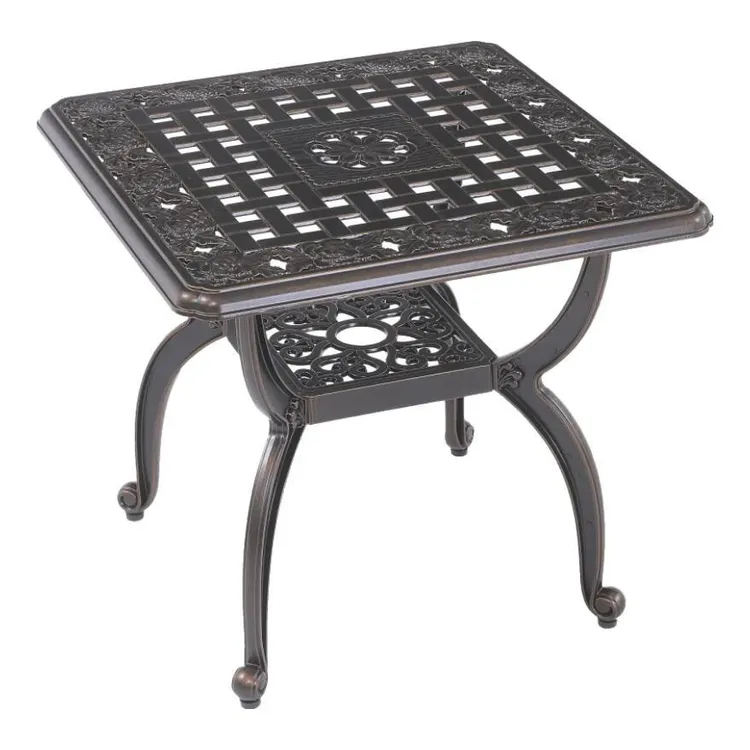 柚乐场  户外桌子小茶几铸铝庭院别墅桌椅室外铁艺休闲桌子三件套