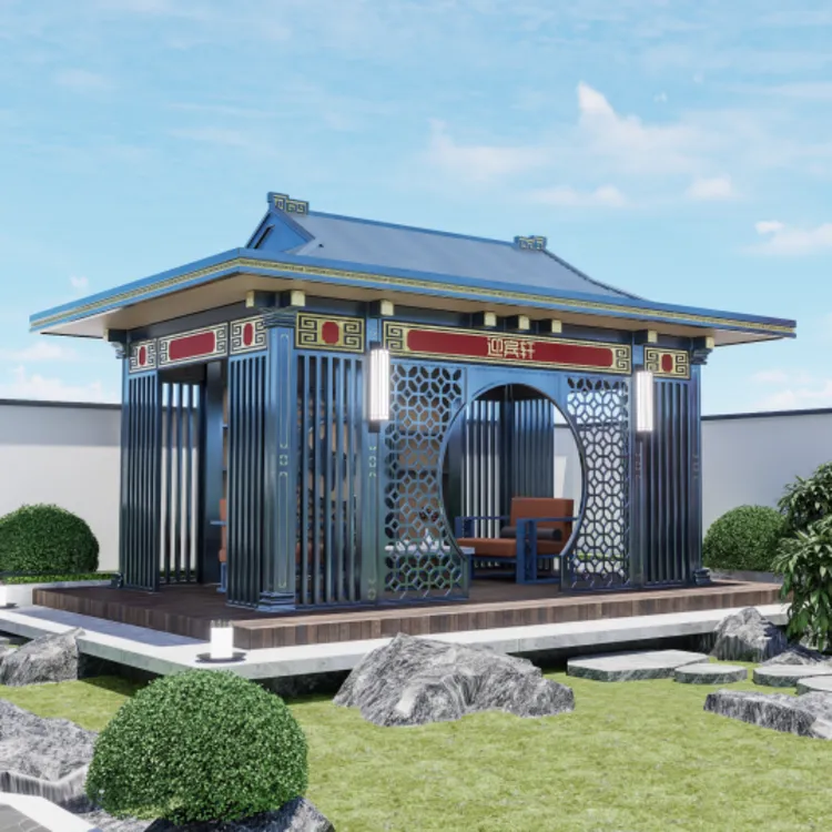 柚乐场 定制铝合金电动凉亭户外庭院花园别墅新中式阳光房玻璃房