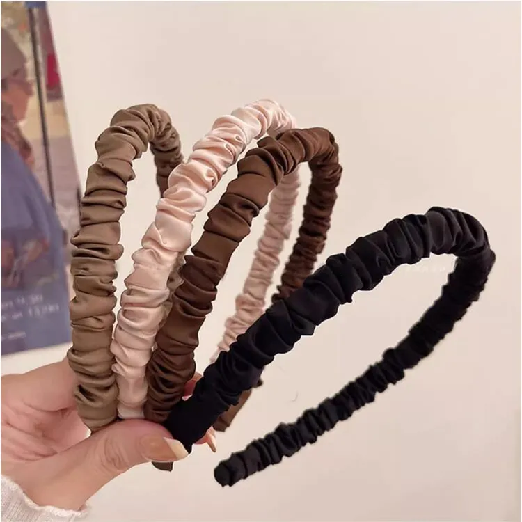 大地色系~森系褶皱百搭女款2024新款细边高颅顶头箍气质显脸小