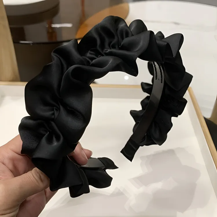 高颅顶网红褶皱带齿防滑发箍女款发卡洗脸发带宽边百百搭气质顶发