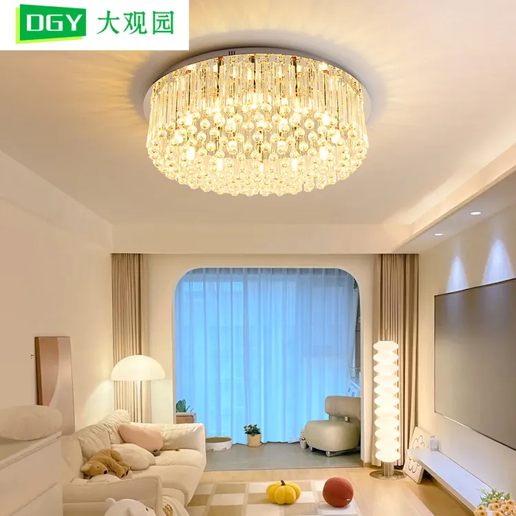 大观园水晶吸顶灯主卧吸顶灯圆形大气轻奢卧室房间大厅护眼客厅灯