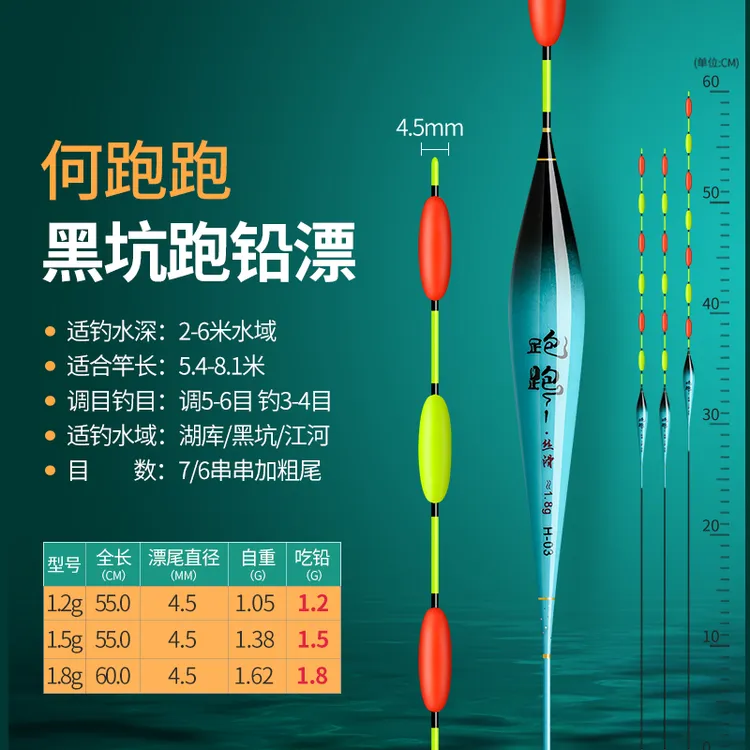 何跑跑青鱼无铅浮漂（不能自立）手工跑铅漂方便远投钓鱼加长荧光