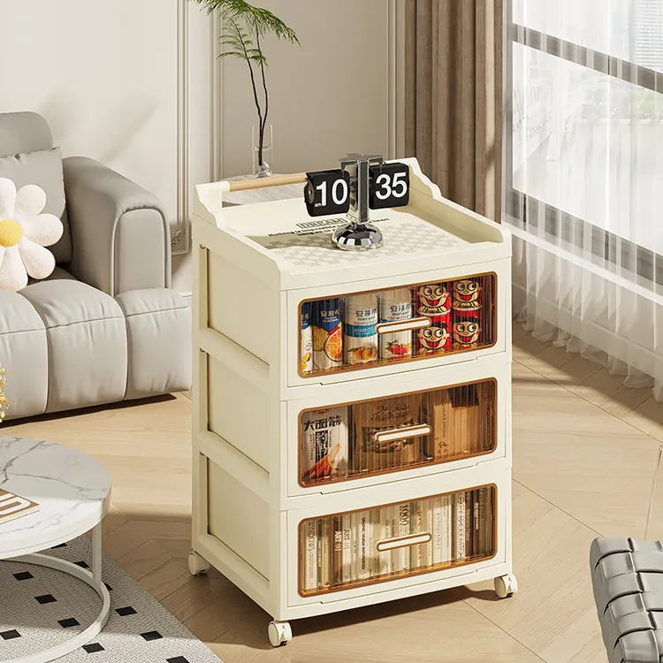多功能小推车收纳柜卧室床头零食客厅置物床头柜落地抽屉式储物柜