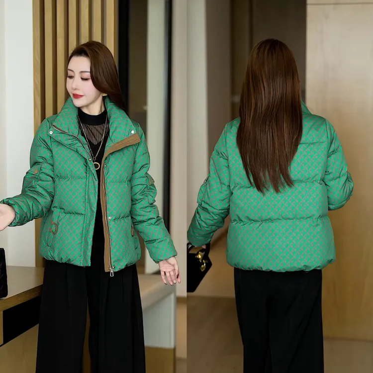 网红短款棉衣外套女装新款韩版小棉袄百搭时尚千鸟格加厚保暖棉服