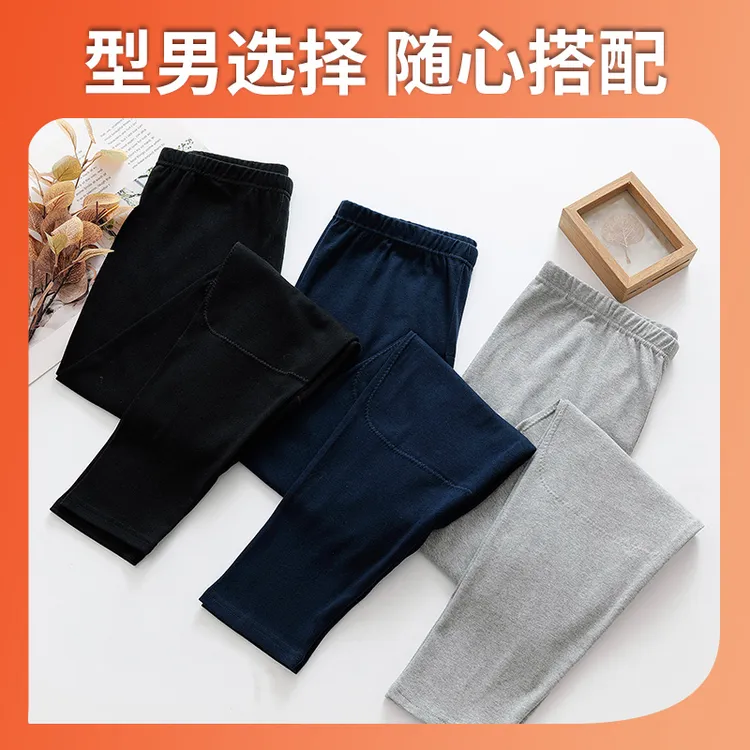 加肥加大护膝秋裤男士宽松大码中老年人保暖裤棉毛线裤胖子肥佬