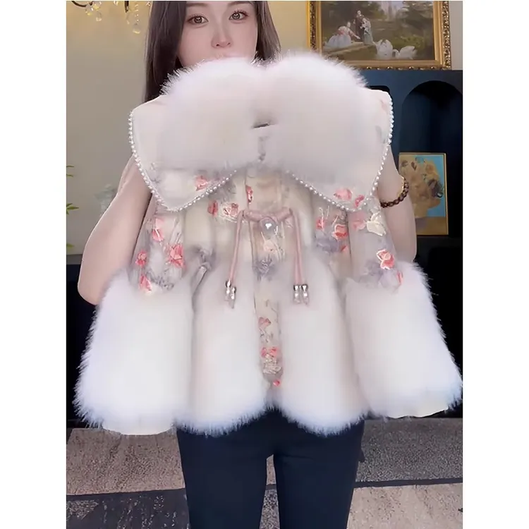 女童外套冬装2025新款洋气儿童加绒上衣大童仿皮草加厚毛毛衣秋冬