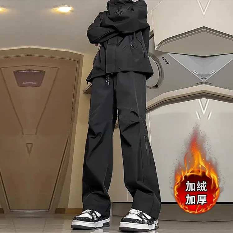 男童软壳冲锋裤秋冬装户外潮牌工装裤中大童防泼水宽松直筒休闲裤